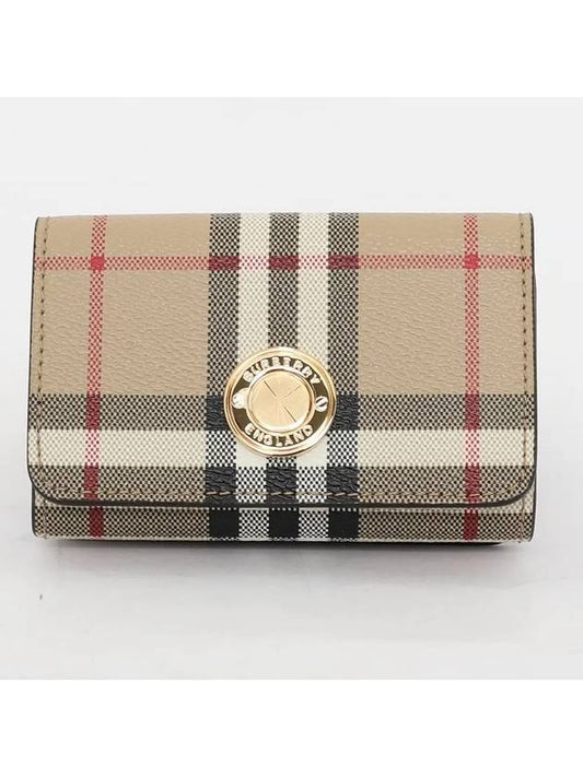 Vintage Check Leather Small Folding Wallet Archive - BURBERRY - BALAAN 2