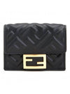 FF Baguette Flap Card Half Wallet Black - FENDI - BALAAN 1