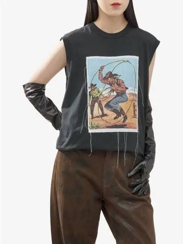 Cowboy Print Cotton Sleeveless Black - MAISON MARGIELA - BALAAN 2