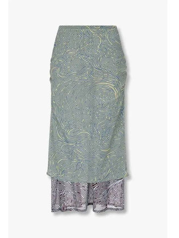 Women s Maize Pattern Layered Skirt Khaki - DRIES VAN NOTEN - BALAAN 1