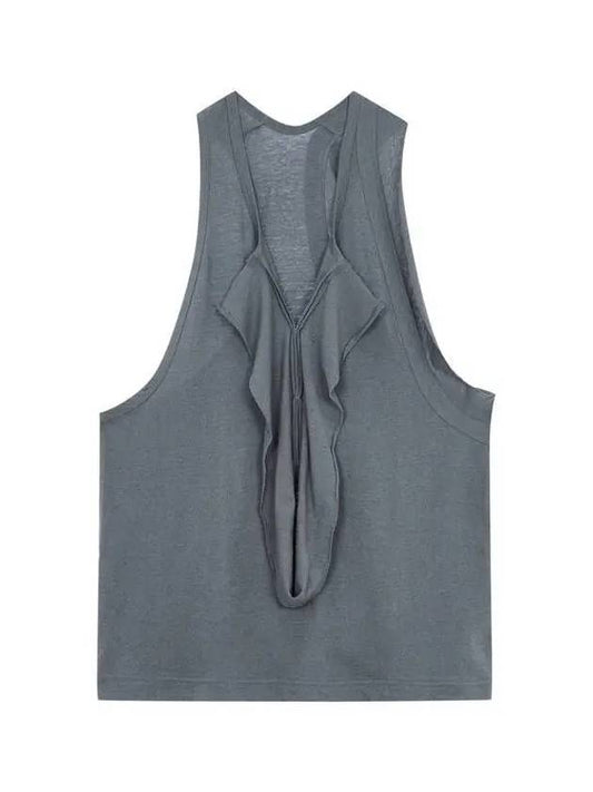 Y's cotton blend ruffle tank top blue green 271175 - YOHJI YAMAMOTO - BALAAN 1