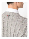 Donegal Twist Cable 4 Bar Classic V Neck Cardigan Light Grey - THOM BROWNE - BALAAN 6