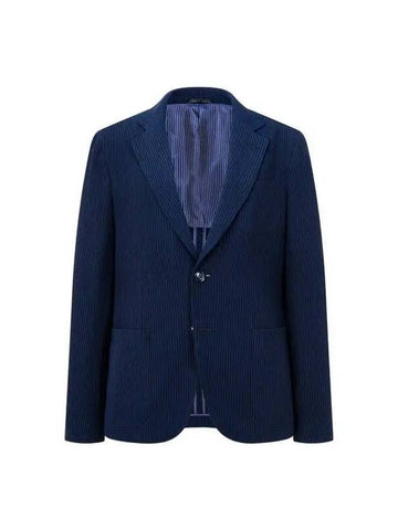 Men s seersucker no cheat single jacket navy - GIORGIO ARMANI - BALAAN 1