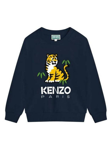 Kids Tiger Logo Print Sweatshirt Marine - KENZO - BALAAN 1