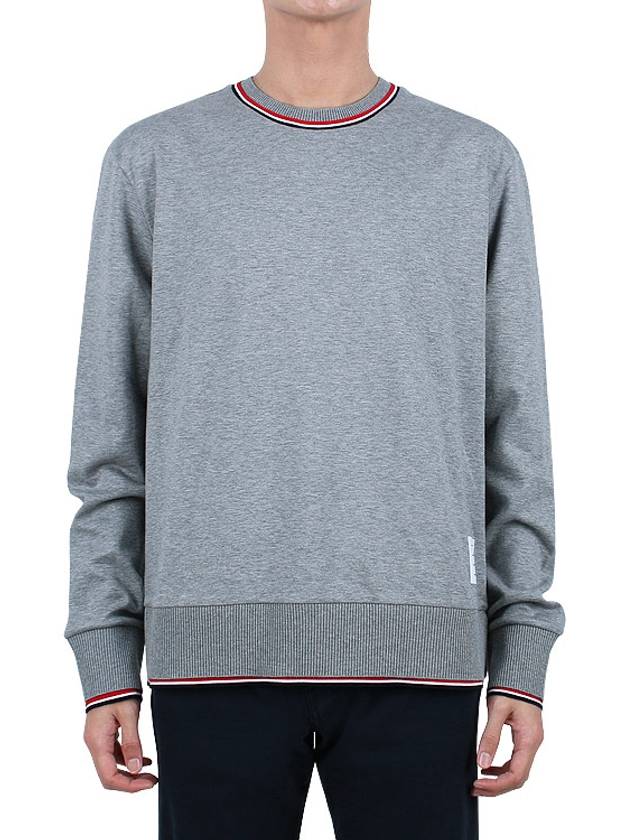 Logo Tab RWB Stripe Trimming Knit Top Grey - THOM BROWNE - BALAAN 2