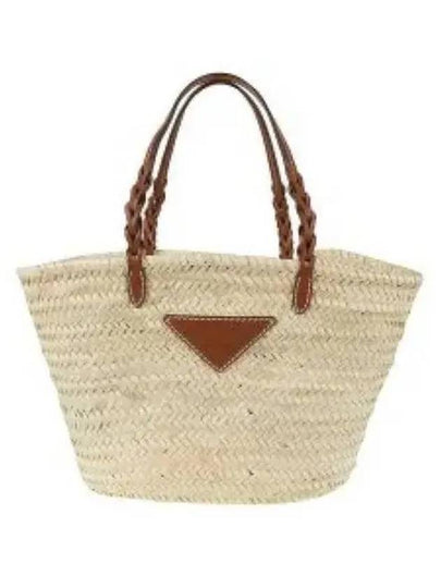 Woven Palm Leather Tote Bag Beige - PRADA - BALAAN 2