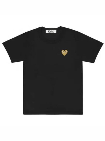 Gold Heart Wappen Short Sleeve T-Shirt Black - COMME DES GARCONS - BALAAN 2