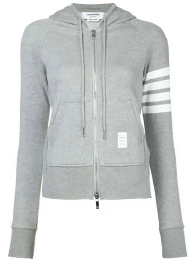 Engineered 4-Bar Stripe Loopback Jersey Knit Zip Up Hoodie Light Grey - THOM BROWNE - BALAAN 2