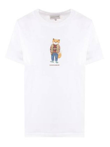 Dressed Fox Print Short Sleeve T-Shirt White - MAISON KITSUNE - BALAAN 1