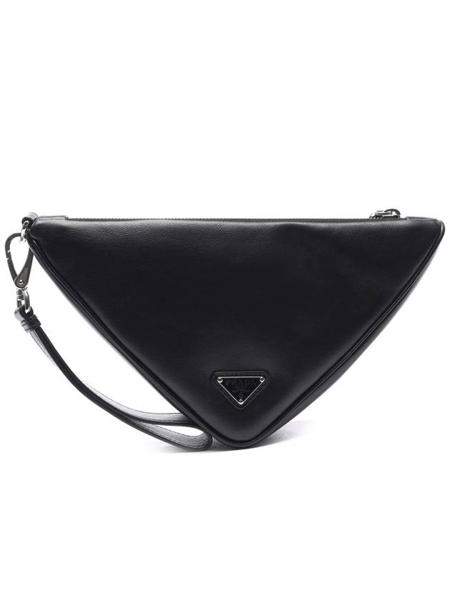 Embossed Logo Triangle Pouch Bag Black - PRADA - BALAAN 5