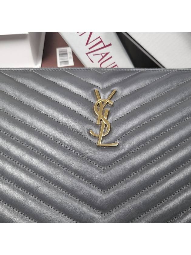 Monogram Matelasse Clutch Gray - SAINT LAURENT - BALAAN 8