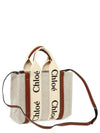 Woody Small Canvas Tote Bag White Brown Beige - CHLOE - BALAAN 3