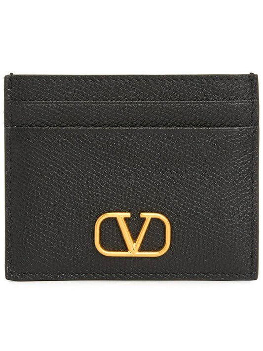 V Logo Signature Card Wallet Black - VALENTINO - BALAAN 2