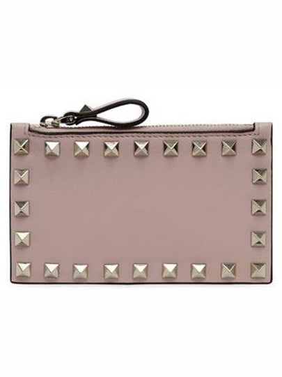 Rockstud Zipper Card Wallet Powder - VALENTINO - BALAAN 2