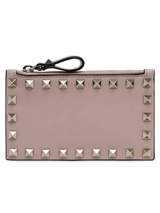 Rockstud Zipper Card Wallet Powder - VALENTINO - BALAAN 2