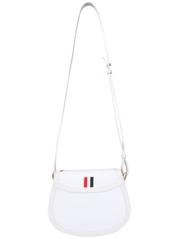 Saddle Canvas Calfskin Diagonal Stripe Small Shoulder Bag White - THOM BROWNE - BALAAN 4