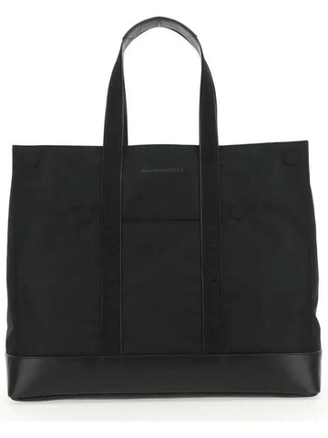 Logo Strap Tote Bag Black - ALEXANDER MCQUEEN - BALAAN.