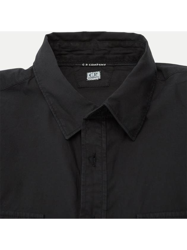 Cotton Rip-Stop Short Sleeve Shirt Black - CP COMPANY - BALAAN 6