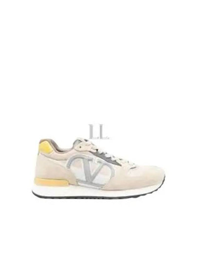 V Logo Low Top Sneakers Beige - VALENTINO - BALAAN 2