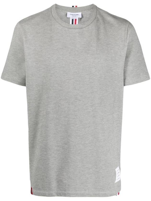 Men's Center Back Striped Short Sleeve T-Shirt Light Grey - THOM BROWNE - BALAAN 2