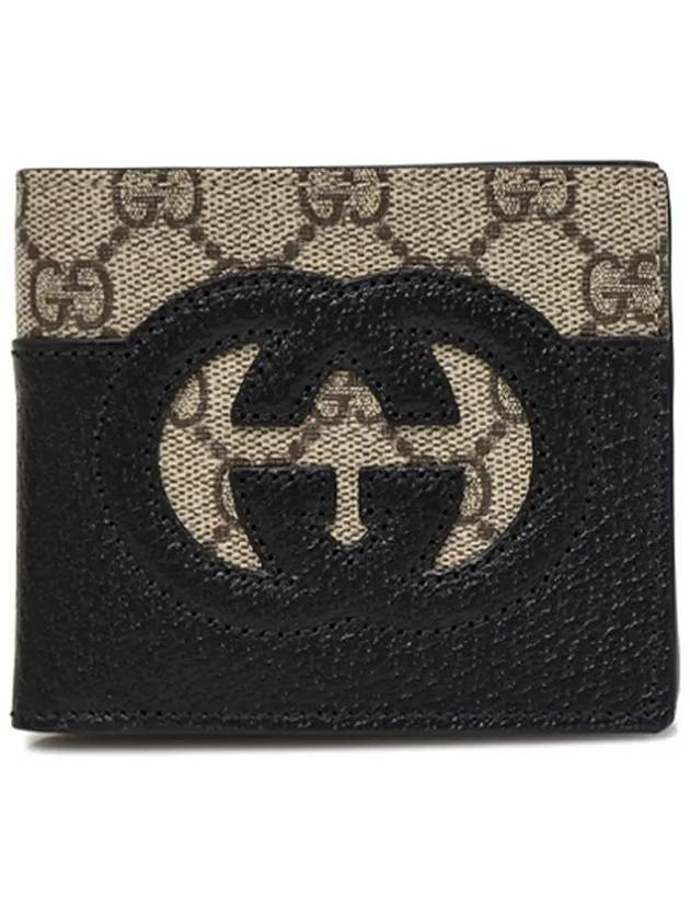 Cutout Interlocking G Monogram Bifold Wallet Beige Black - GUCCI - BALAAN 3