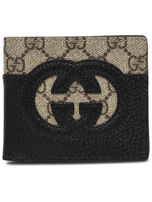 Cutout Interlocking G Monogram Bifold Wallet Beige Black - GUCCI - BALAAN 2