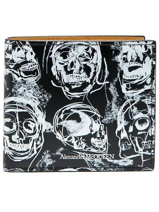 Skull Pattern Half Wallet Black - ALEXANDER MCQUEEN - BALAAN 1