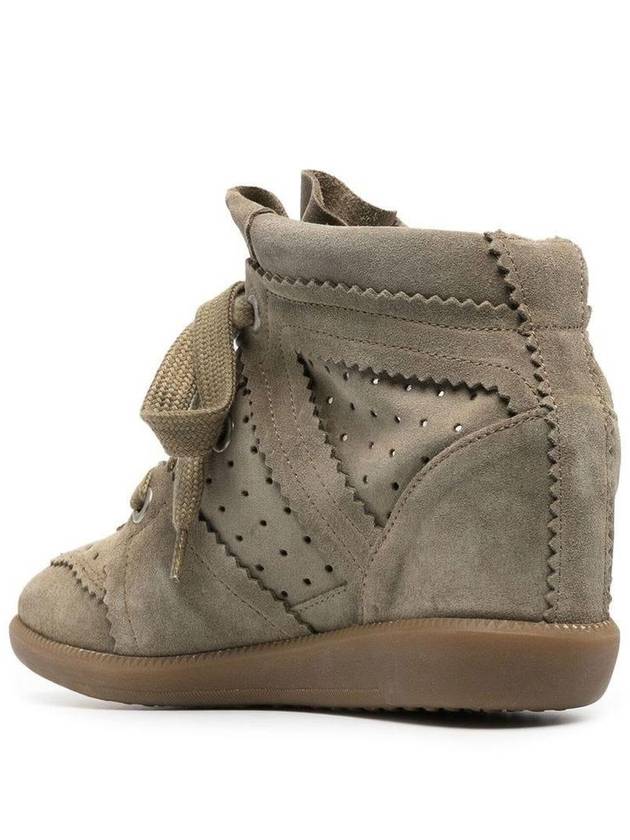 Bobby Wedge Suede High Top Sneakers Khaki - ISABEL MARANT - BALAAN 4