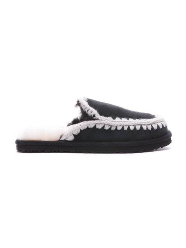 Full Eskimo Stitch Suede Mules Black - MOU - BALAAN 1