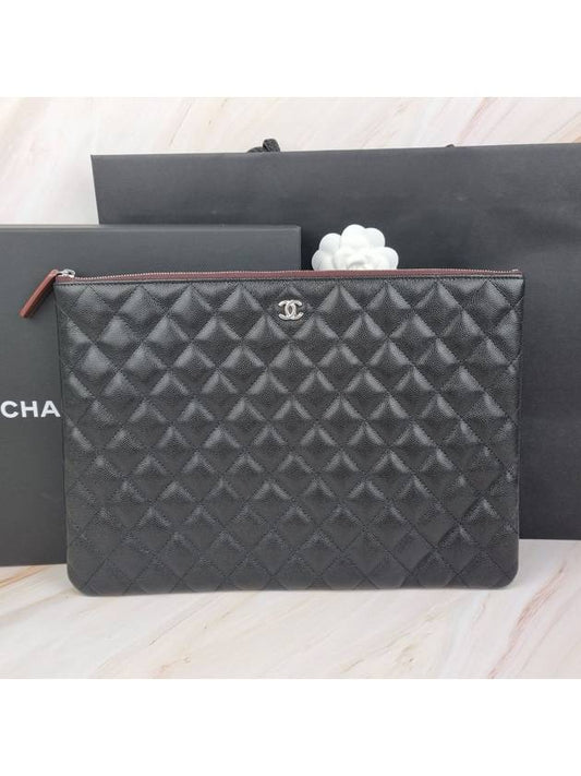 Classic Clutch Large Caviar Black Silver Plate - CHANEL - BALAAN 1