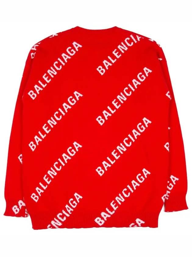 Women's Logo Round Neck Knit Red 625329 - BALENCIAGA - BALAAN 6