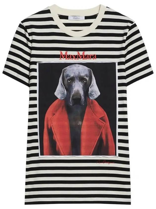 Rosso Striped Cotton Short Sleeve T-Shirt Vanilla Black - MAX MARA - BALAAN 4