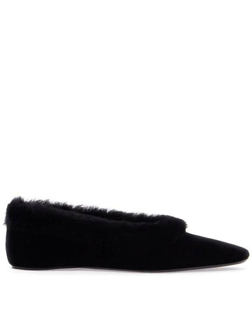 black velvet ballerinas with shearling trim - TOTEME - BALAAN 1