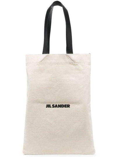 Logo Shopping Cotton Tote Bag Natural - JIL SANDER - BALAAN 2