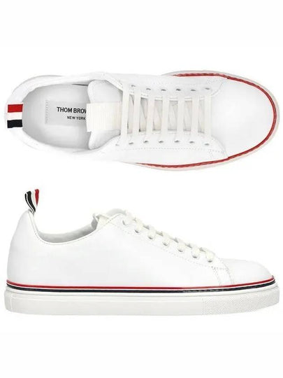 Tennis Vitello Calf Leather Low Top Sneakers White - THOM BROWNE - BALAAN 2