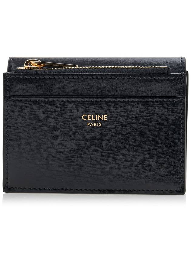 Triomphe Compact Shiny Calfskin Coin Half Wallet Black - CELINE - BALAAN 4