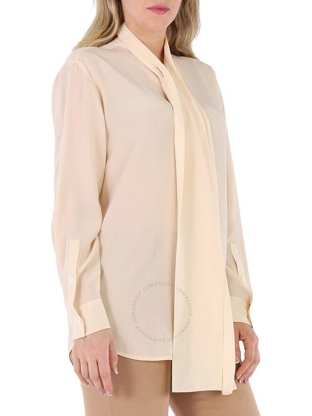 Burberry Pale Biscuit Kimmy Silk Pussy Bow Blouse, Brand Size 6 (US Size 4) - BURBERRY - BALAAN 2