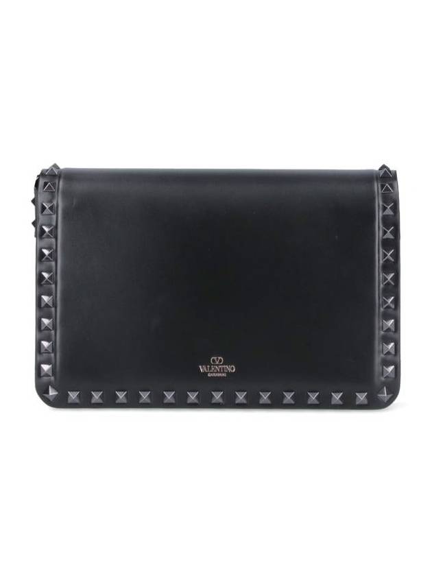 Rockstud Leather Shoulder Bag Black - VALENTINO - BALAAN 4