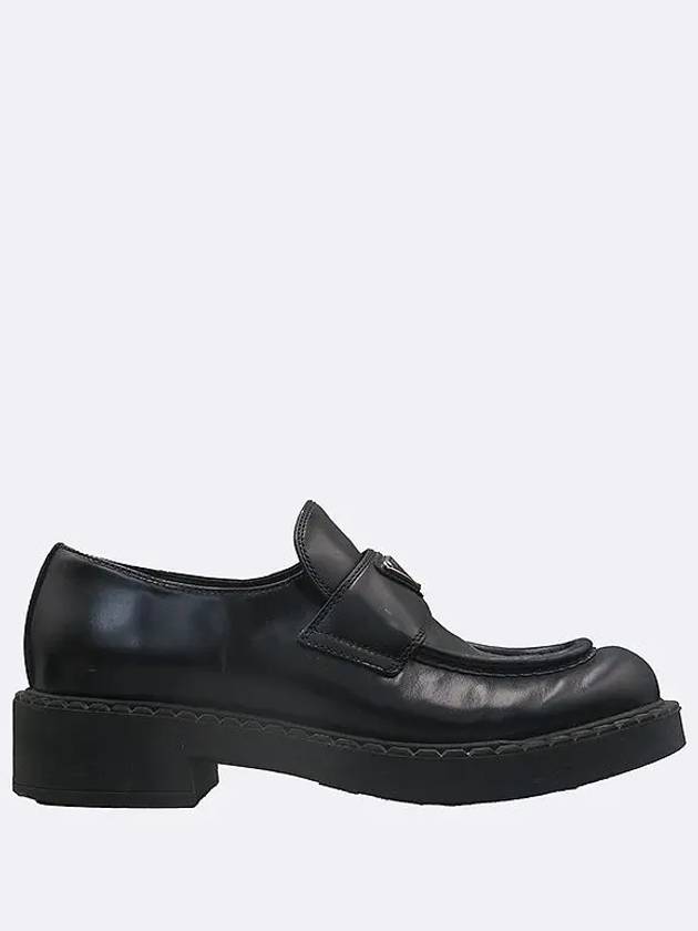 1D246M Black Leather Chocolate Brushed Women s Loafers Size 40 - PRADA - BALAAN 3