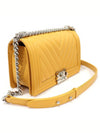 A67086 Yellow Calfskin Chevron Silver Plated Old Boy Medium Flap Shoulder Bag 22nd - CHANEL - BALAAN 3