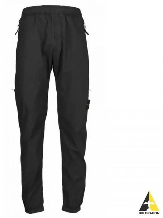 Logo Patch Tapered Cotton Track Pants Black - STONE ISLAND - BALAAN 2