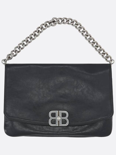 Women's BB Soft Large Flap Shoulder Bag Black - BALENCIAGA - BALAAN 2