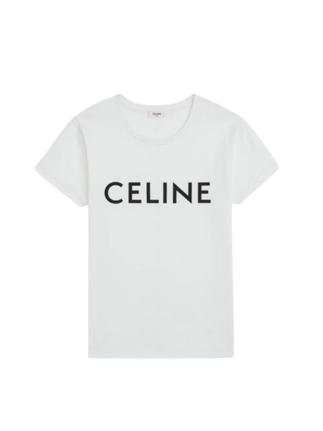 Logo Print Cotton Short Sleeve T-shirt White - CELINE - BALAAN 1