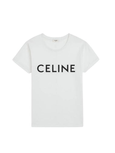 Logo Print Cotton Short Sleeve T-shirt White - CELINE - BALAAN 1