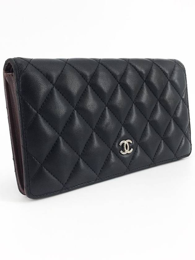 Lambskin silver logo long wallet - CHANEL - BALAAN 4