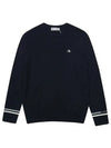 Men s Jagguard Deformed Tissue Round Neck Sweater 2404GZKR NAVY - BLACK&WHITE - BALAAN 2