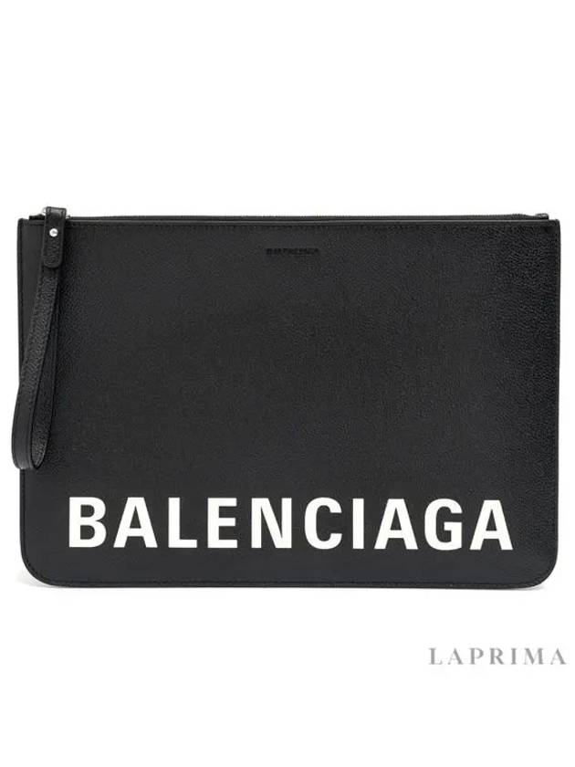 Logo Strap Clutch Bag Black - BALENCIAGA - BALAAN.