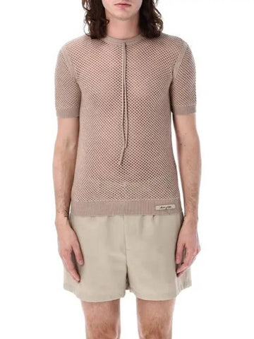 Mesh Ribbed Wool Knit Top Beige - FENDI - BALAAN 1