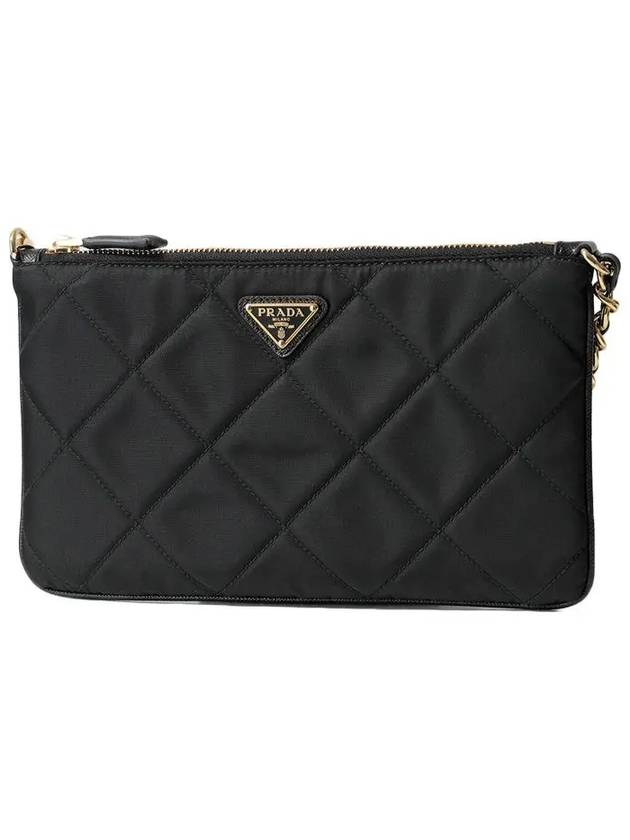 Triangle Logo Chain Pouch Shoulder Bag Black - PRADA - BALAAN 3