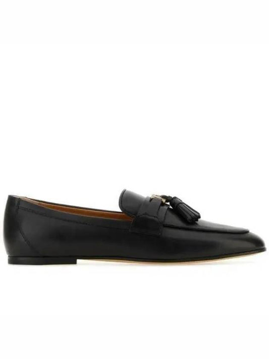 Tassel Embellished Leather Loafers Black - TOD'S - BALAAN 2